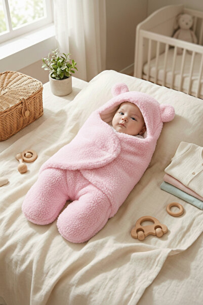 Wayne's 0-12 Ay Ayıcık Kundak Kulaklı Welsoft Peluş Bebek Uyku Tulumu | İçi P...