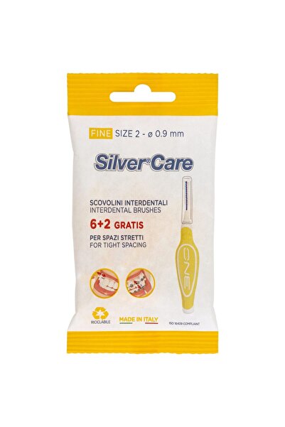 SILVER CARE Σετ 8 periute interdentare Fine Size 2-0,8 mm capac protectie culoare Galbena