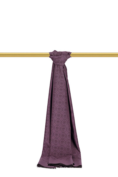 Bursa İpek Μωβ μονόγραμμα με μοτίβο ζακάρ μεταξωτό σάλι