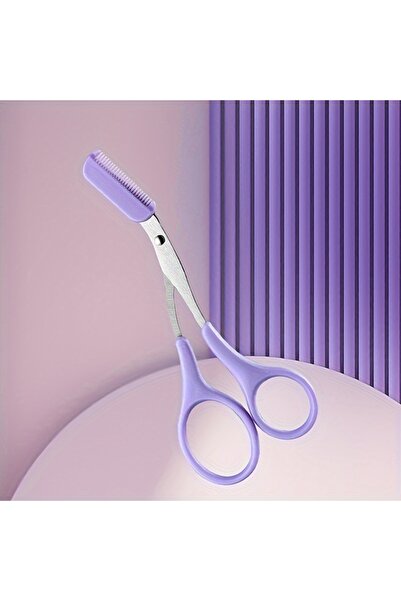 choice2 1PC-Purple Stainless Steel Eyebrow Trimming Scissors With Comb, Safe Eyebrow Trimming Makeup Tool, P