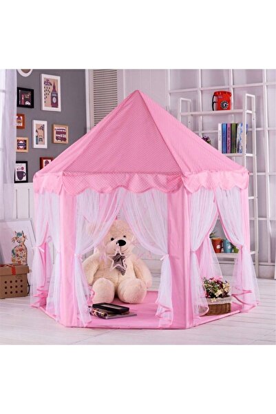 PROCART Children's play tent, princess castle, foldable, 6 entrances, 135x140 cm, pink