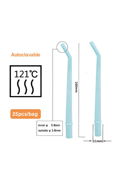 Choice1 رؤوس شفط قوية قابلة للتعقيم بالبخار من إي دنتال، رؤوس شفط على شكل منقار البط، أنبوب شفط اللعاب S.