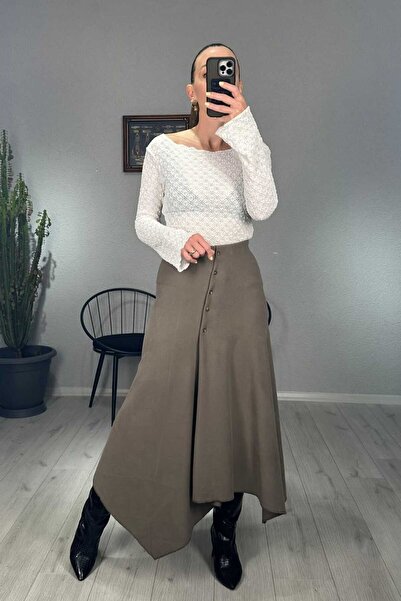 lady special Ασύμμετρη φούστα με κουμπιά μπροστά