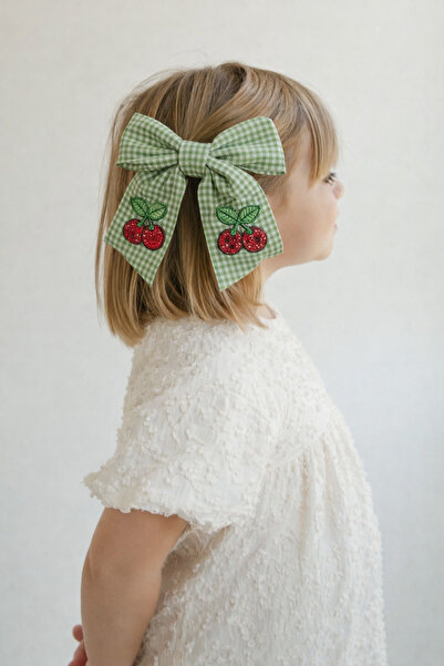 Katia&Bony Вишневий аксесуар з бантиком-застібкою зеленого кольору