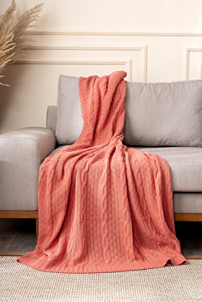 Koza Home Mendi Salmon Acrylic Throw Tv Blanket 130X170 2536
