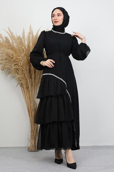 GİYZAMİLA Rochie de seara Damla Stone neagra