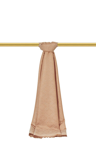 Bursa İpek Μπεζ ζακάρ μεταξωτό σάλι με σχέδιο δαμασκηνός