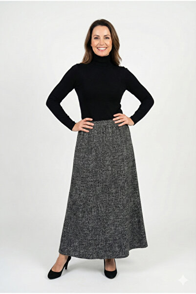 Oppland تنورة شتوية نسائية منقوشة بنمط دامبلينغ مبطن بالصوف بخصر مطاطي من القطن ذو ملمس سميك