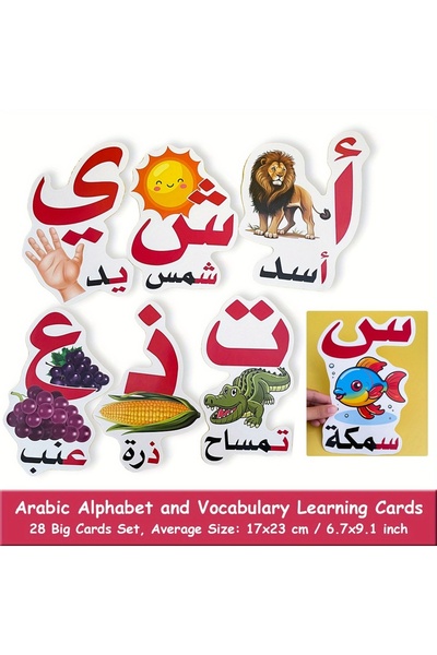 Choice Arabic 28Pcs Arabic Alphabet Learning Cards, Language Learning Classroom Teaching Materials, Classro