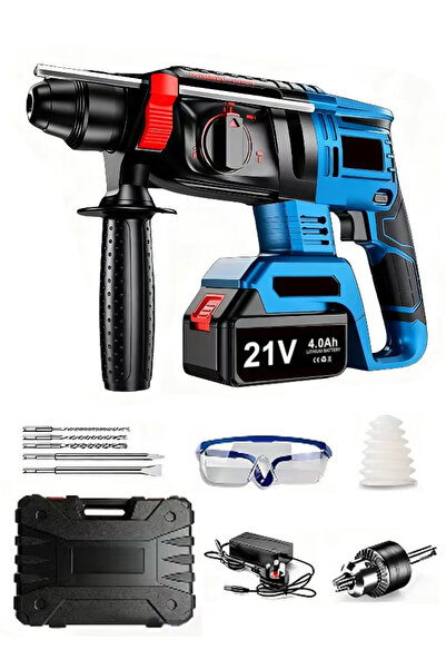 DEKOPRO مثقاب مطرقي دوار 3 في 1 بدون فرشاة 21 فولت - لحفر الخرسانة، مزود ببطا...