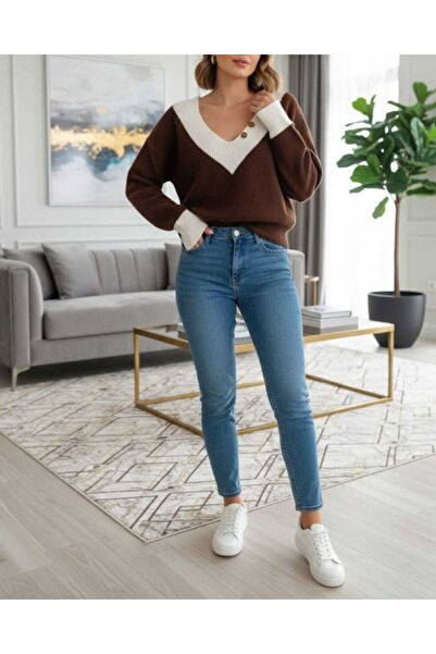 BYBIYIK سترة نسائية محبوكة بتفاصيل أزرار