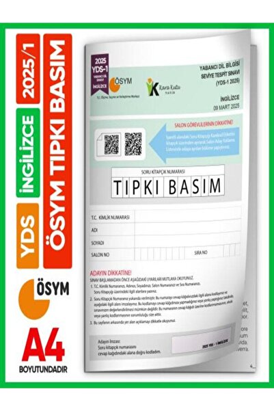 İnformal Yayınları YDS İngilizce 2025/1 Yabancı Dil Sınavı ÖSYM Tıpkı Basım Ç...