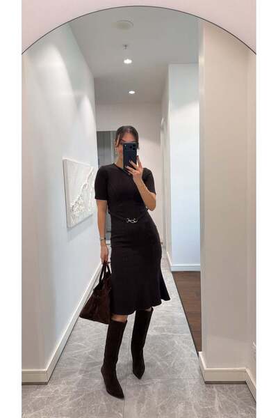 sinemkivanc co Belted Selanik Cloth Dress