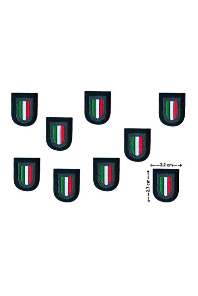 Megas Etiket Ütü ile Yapışan Yeşil-Beyaz-Kırmızı Bayrak Set Dokuma Arma/Yama