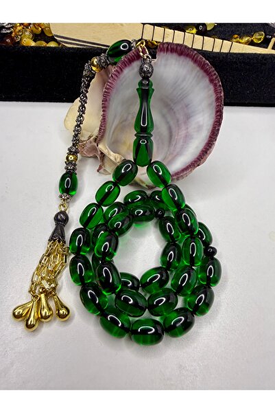 İskenderun Tesbihcilik Antique Model Heavy Design Brass Tassel Fire Amber Pra...