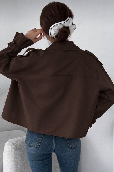 POD Biker Style Short Trench Coat