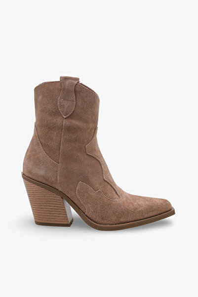 İNNABUTİKK Avenor Kadın Hakiki Deri Western Bot - Vizon Süet