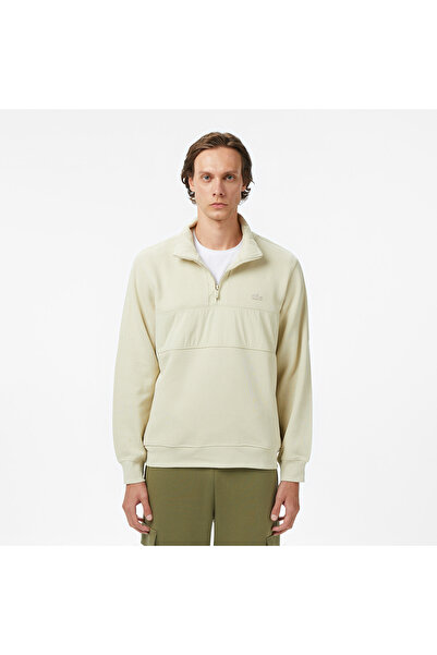 Lacoste Erkek Classic Fit Yarım Fermuarlı Bej Sweatshirt