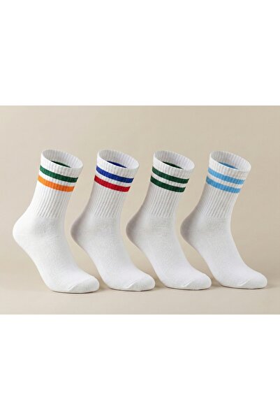 WORTHY SOCKS 4-Pack of Cotton Striped Sports Tennis College Socks