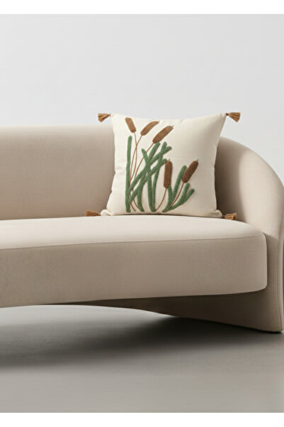 Destiva Home Colorful Reed Punch Embroidered Decorative Tasseled Throw Pillow...