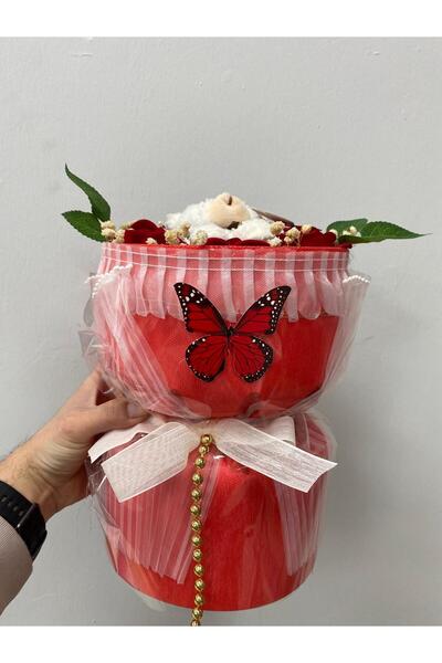 nevyahediyelik Işıklı LED’li Kelebekli Gül Aranjman