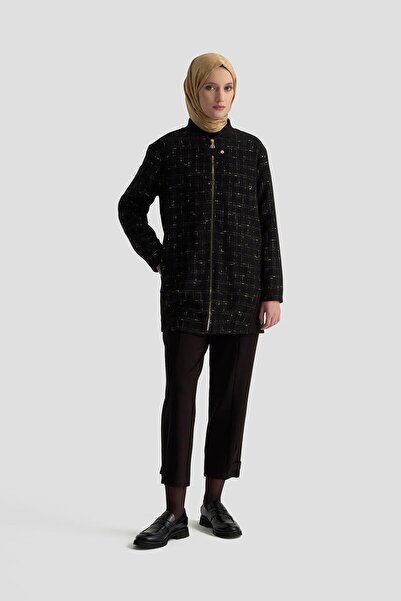 Armine Fermuarlı Astarlı Pantolonlu Takım - Siyah