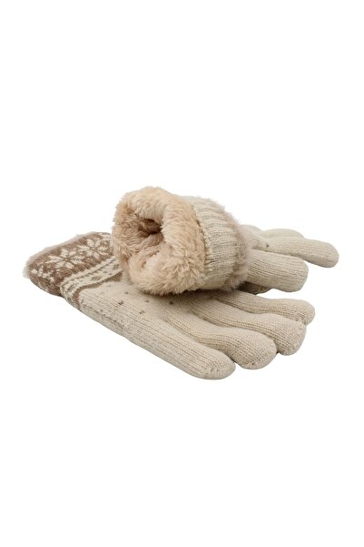 Antonio Women's gloves, Antonio, plush inner lining, beige color, one size