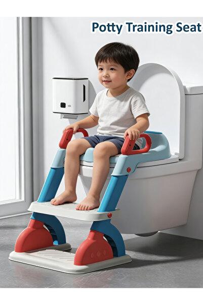 Generic Potty Training Seat with Step Stool Foldable Kids Toilet Potty Chair Height Adjustable Ladder