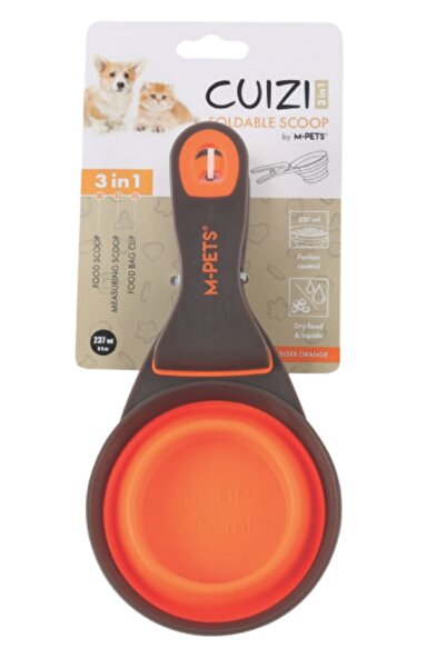 M-PETS CUIZI 3in1 FONKSİYONEL MAMA ÖLÇÜ KABI 237ML ORANGE
