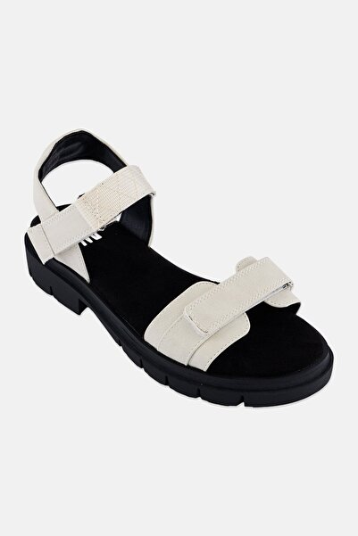 JASON WU Women Brand Logo Velcro Closure Sandal, Beige