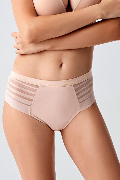 C&City Tulle Detailed High Waist Panties C19303 Skin