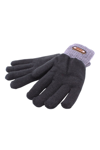 Antonio Men's gloves, Antonio, plush inner lining, navy blue and gray color, ...
