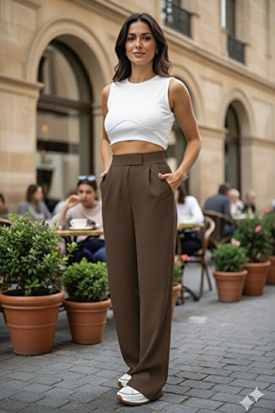 SKYMOOD Morena Women's High Waist Velcro Waist Palazzo Pants 2026