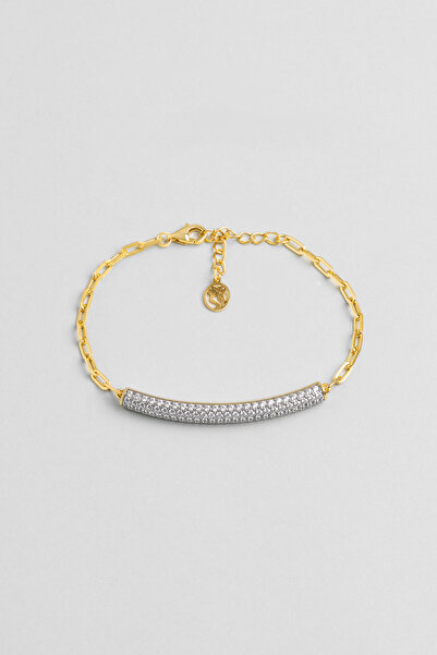 So CHIC... Zarafet 18 Ayar Sarı Altın Kaplama 19 Cm Gümüş Zincir Bileklik