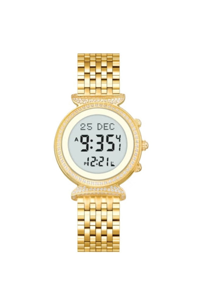 Al-Fajr Ladies' Stainless Steel Strap Digital Watch Metal Bracelet Round Dial...