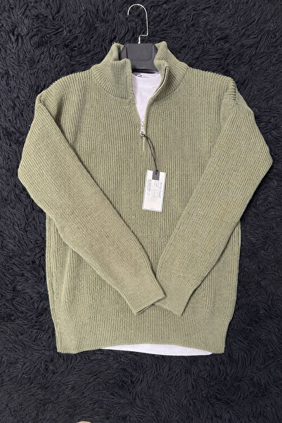 More Black Comfort Regular Fit Rahat Kalıp Fermuarlı Dik Yaka Basic Düz Sweatshirt