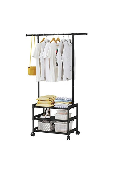 TodayShop Organizator de haine cu bară de umerașe și 3 rafturi