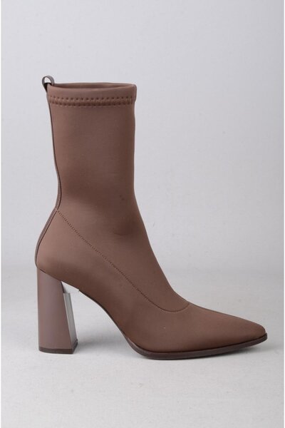 SEÇ KUNDURA SEÇ 9007 STREÇ TOPUKLU KADIN BOT (Topuk Boyu:9 cm) KAHVE