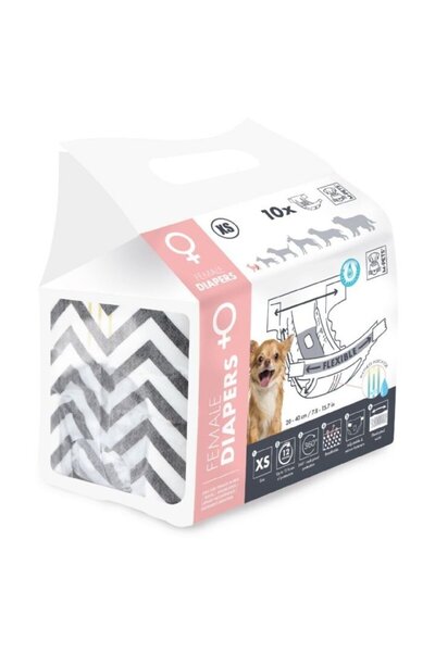 M-PETS DIAPERS DİŞİ KÖPEKLER İÇİN KÜLOT (XS) 10LU