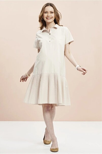 Desen Hamile Giyim Short Maternity Dress with Pleated Skirt