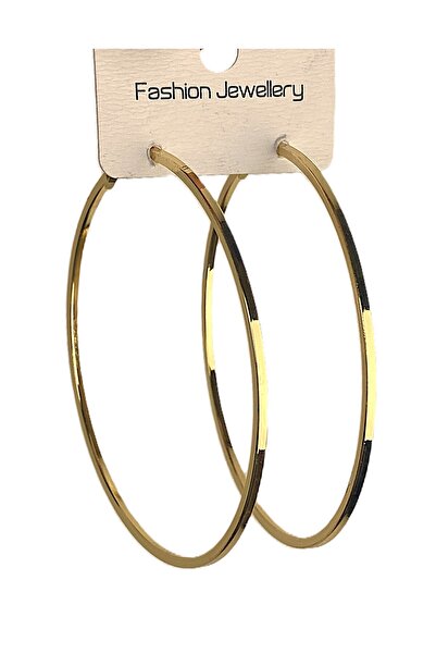 Furtek Aksesuar Kadın Gold Çelik Halka Küpe 7.5 cm Lak Kaplama Kararmaz