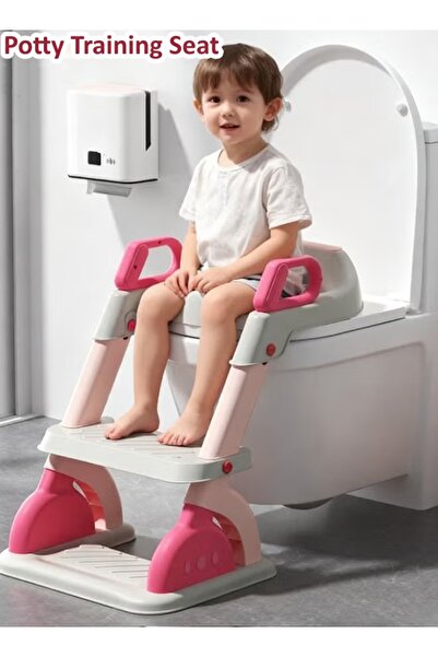 Generic Potty Training Seat with Step Stool Foldable Kids Toilet Potty Chair Height Adjustable Ladder