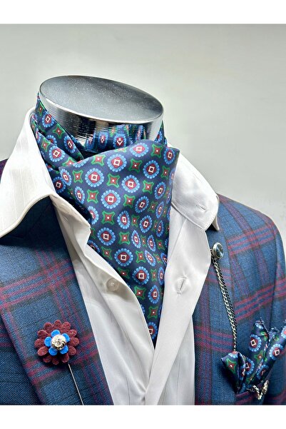 Gutiero Navy Blue Patterned Men's Scarf