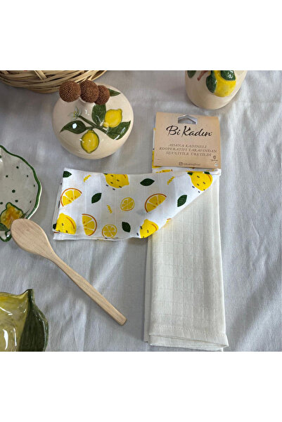 Bi Kadın Limon Baskılı Kurulama Havlusu 2'li Set
