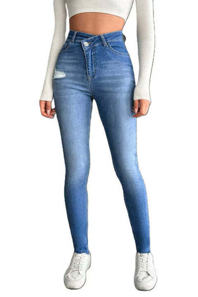 StreetWear Outlet Ripped Skinny Jeans for Women, High Waist