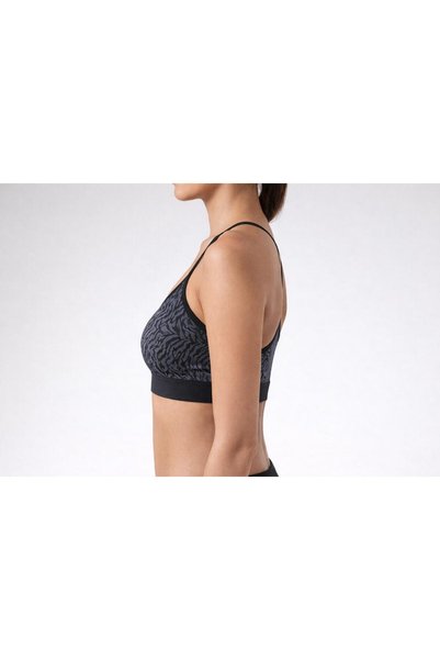 Adeniz Kadın Siyah Zebra Desen Çapraz Ince Ip Askılı Destekli Spor Sütyeni