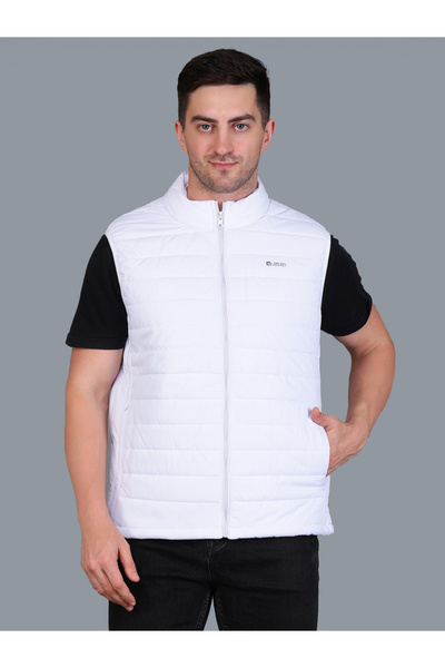 Fort Collins By Styli Men White Padded Puffer Vest