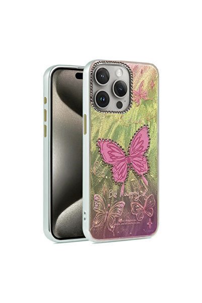 UnDePlus Apple iPhone 15 Pro Case Colorful Shiny Embossed Pattern Blade Cover