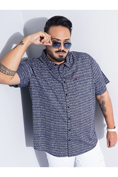 HardSoda By Styli Hardsoda Regular Fit Abstract Navy Blue Shirt