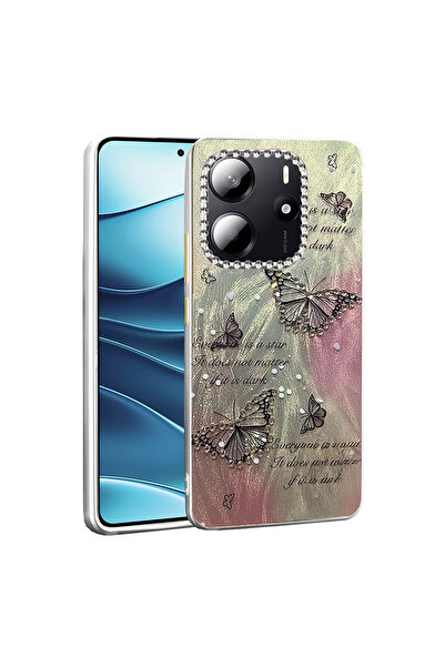 UnDePlus غطاء حماية لهاتف شاومي ريدمي نوت 14 الجيل الرابع، غطاء ملون لامع بنقش بارز